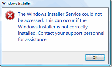 windows installer not properly configured