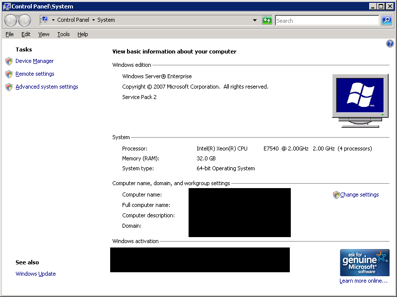 windows machine standard fe service pack 2