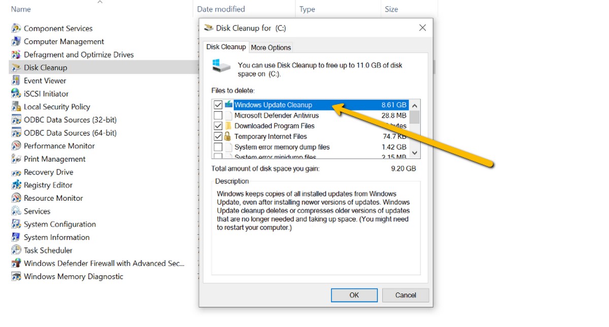 las actualizaciones de Windows eliminan los archivos de desinstalación