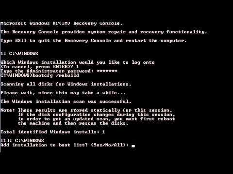 Windows Experience Repair bootcfg rebuild