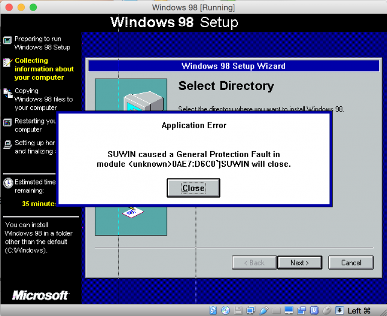 The windows 98 setup files were not found что делать