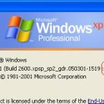 Справка вместе с ошибкой Windows XP с пакетом обновления 2 (SP2)