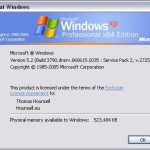 Résolu : Suggestions De Correctifs Windows XP X64 Service Pack 2