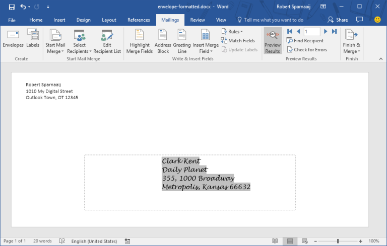 Correct And Correct Address And Envelope Printing In Outlook 2010 correct-and-correct-address-and-envelope-printing-in-outlook-2010