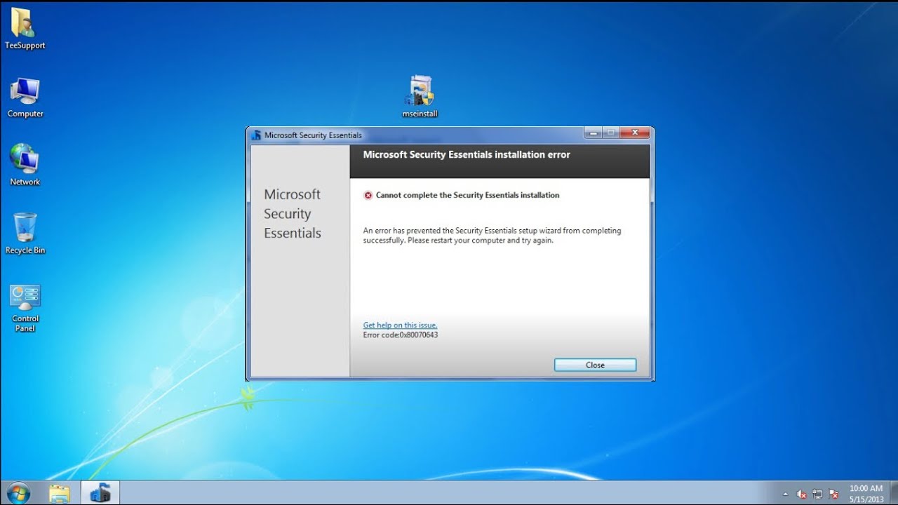 cannot-reinstall-microsoft-security-essentials