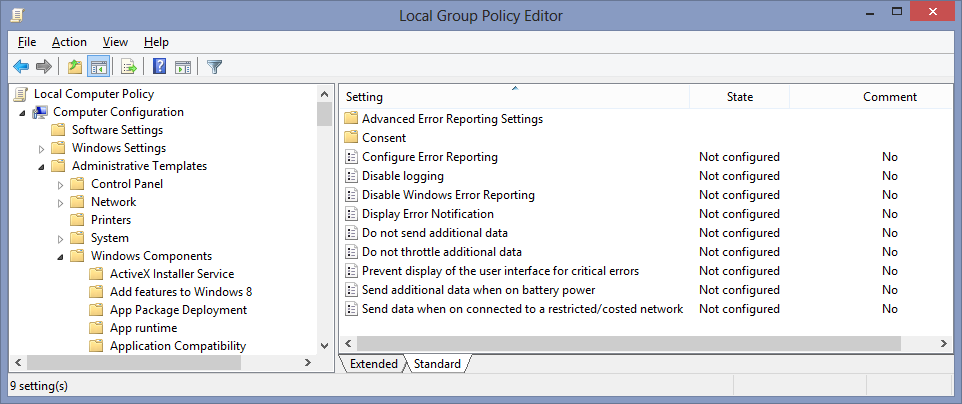 corporate-error-reporting-group-policy