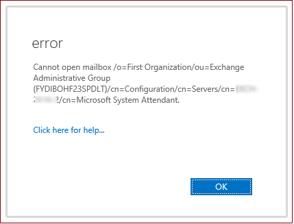 Couldn't open. IMCEAEX-_O=ano_ou=Exchange+20administrative+20group.
